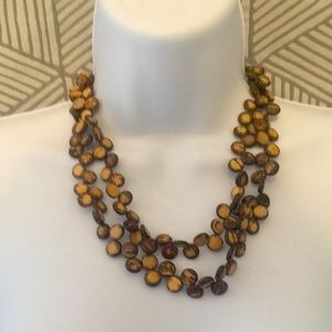 Double stranded wooden beaded necklace